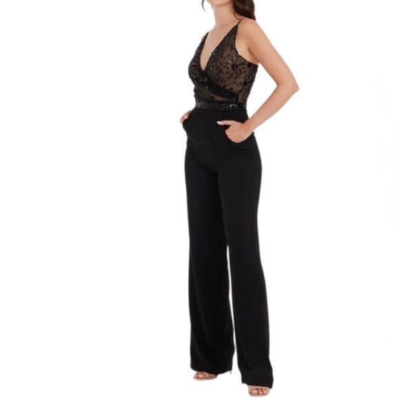 NWOT Dress the population Trystan sleeveless sequin black jumpsuit, small - Picture 3 of 8